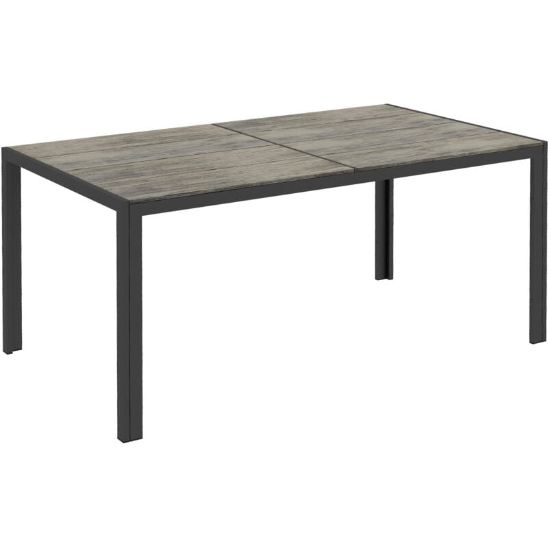 Table à manger de jardin 6 personnes alu plateau composite aspect bois gris