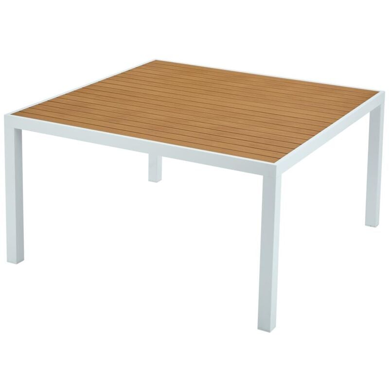 Vente-unique - Table à manger de jardin carrée en aluminium L.140 cm - Naturel clair et blanc - macila de mylia
