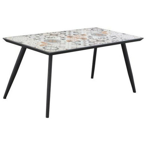 Table a manger de jardin -Style zellige -162 cm - Acier thermolaqué + carreaux de céramique