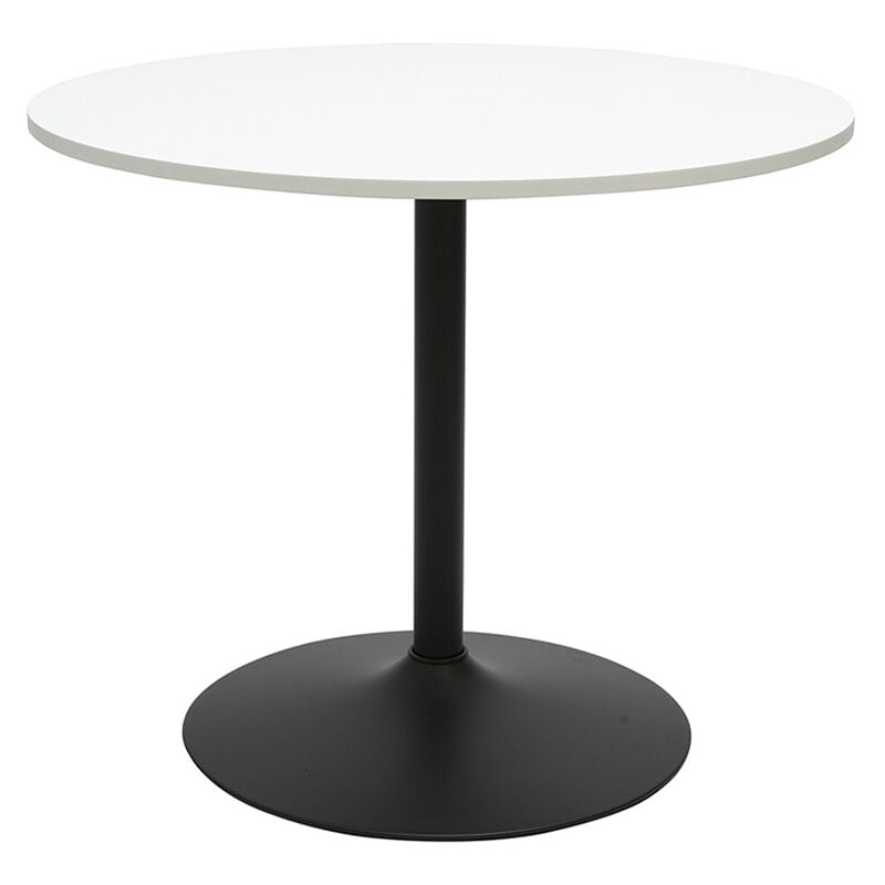 Table à manger design ronde blanche et noire D90 cm CALISTA