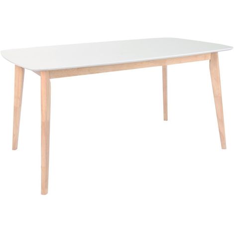 Table à manger design blanc et bois clair L120 cm LEENA - Blanc