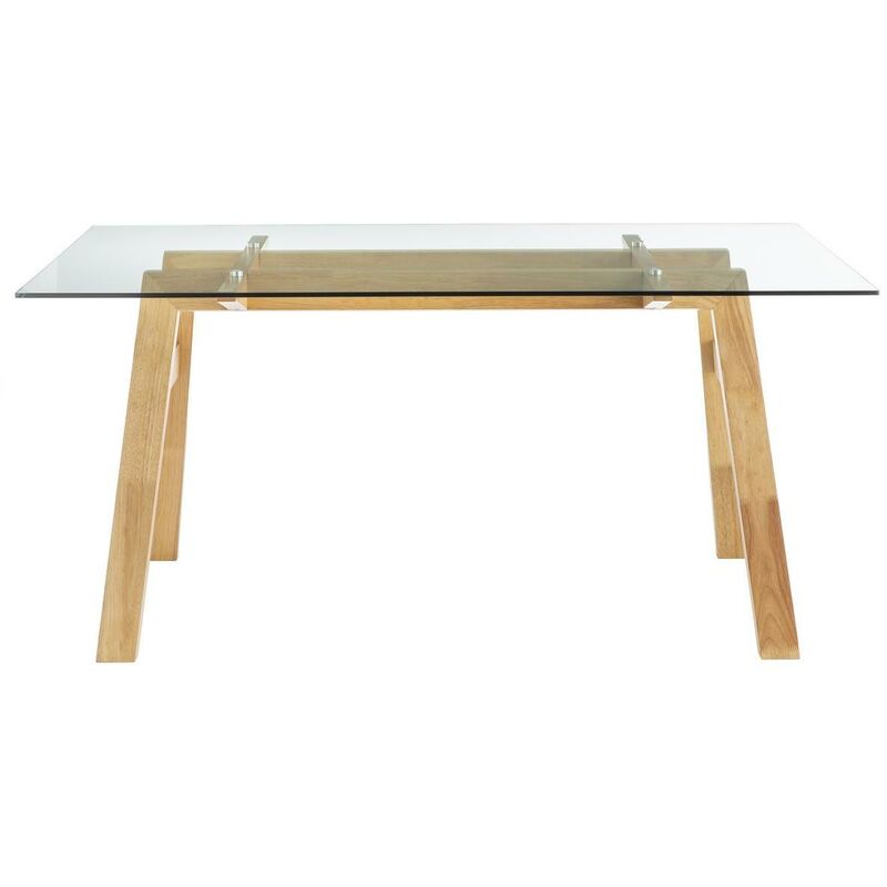 Miliboo - Table à manger design en verre transparent et bois L160 cm BACCO