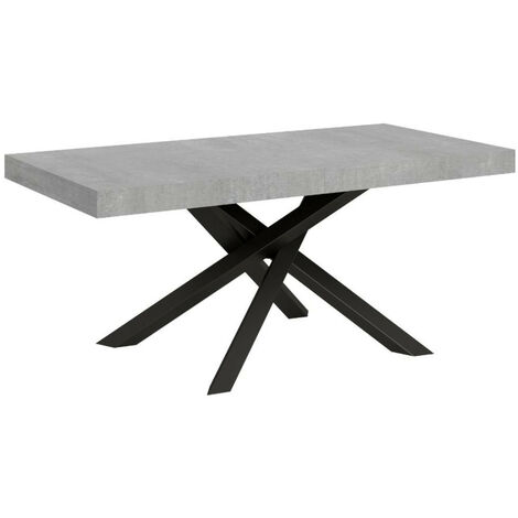Table à manger design gris béton et pieds entrelacés anthracite 160 cm Artemis