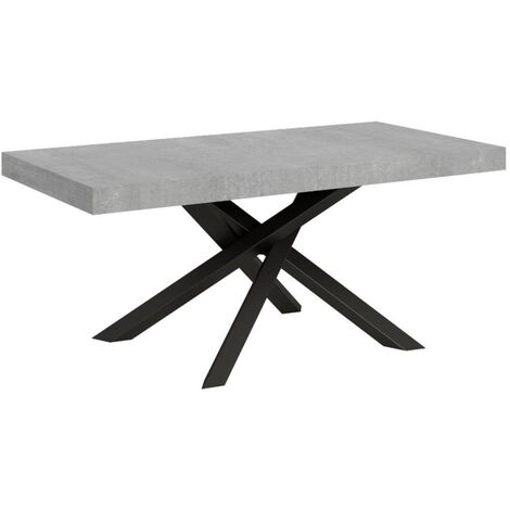 Table à manger design gris béton et pieds entrelacés anthracite 180 cm Artemis