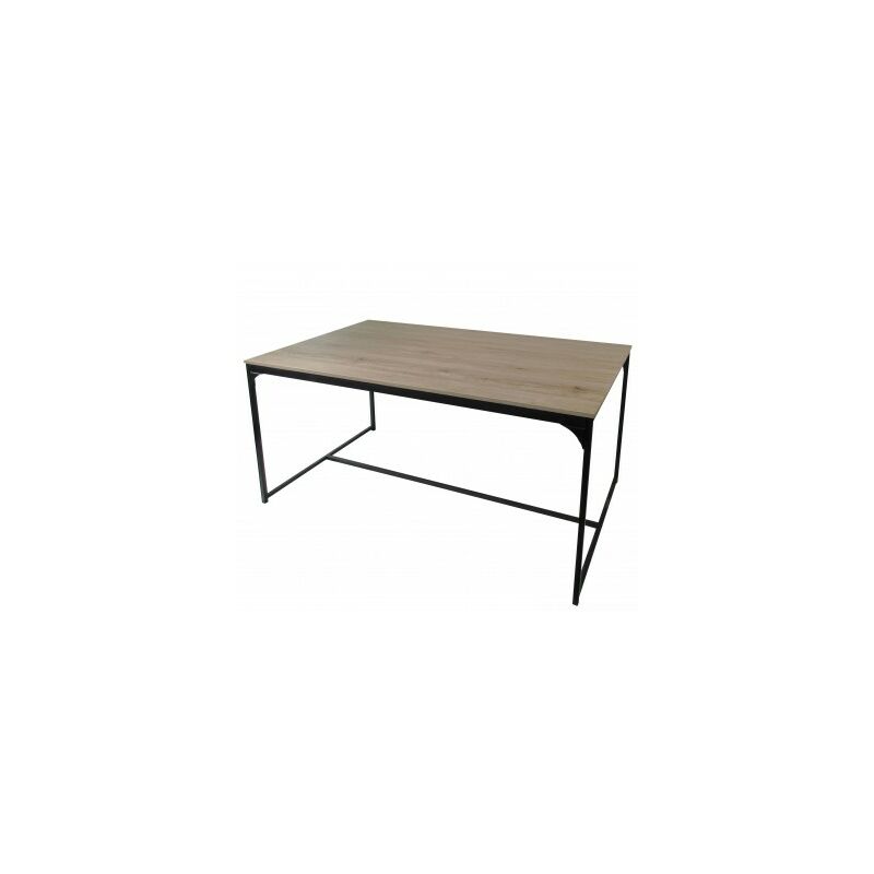 loft table a manger en bois avce structure en metal noir 150x80xh75cm - noir