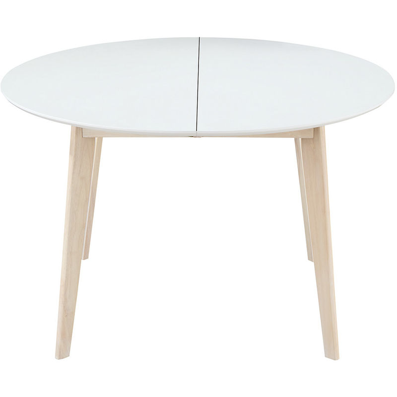 Miliboo - Table à manger design ronde extensible chêne L120-150 cm LEENA - Blanc