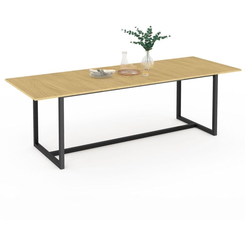 Table à manger extensible rectangle detroit 8-12 personnes design industriel 200-250 cm