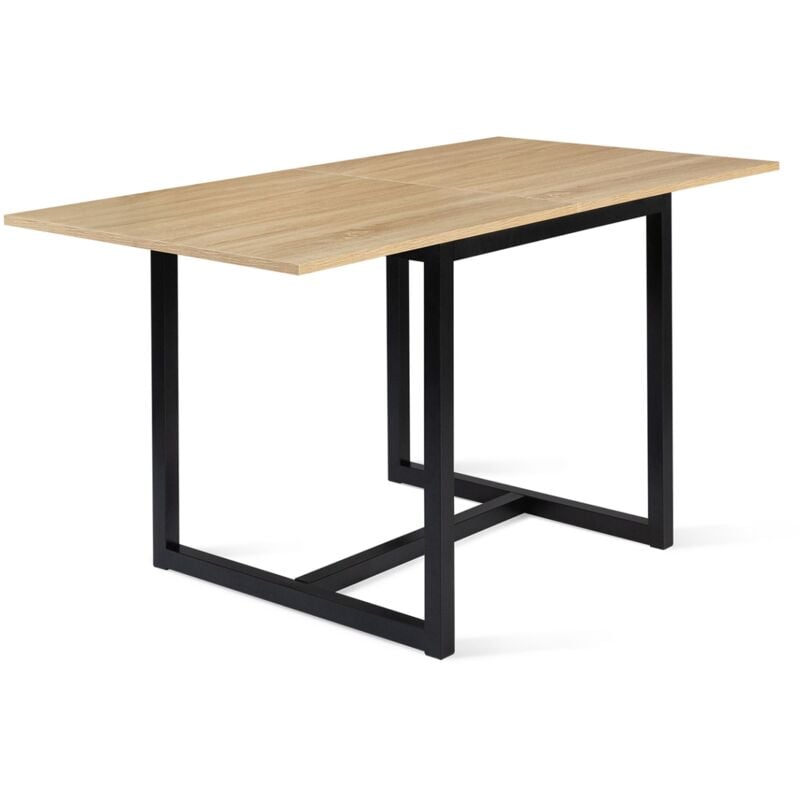 Table à manger extensible rectangle detroit 4-8 personnes design industriel 80-160 cm