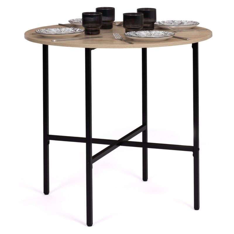 Idmarket - Table à manger ronde detroit 4 personnes design industriel 80 cm