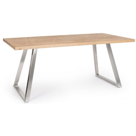 Table à manger DUKAT 180cm – MDF plaqué & pieds acier-Argent