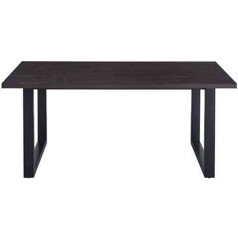 Table à manger extensible 6 à 10 couverts en MDF et métal - Naturel et noir  - VITENO