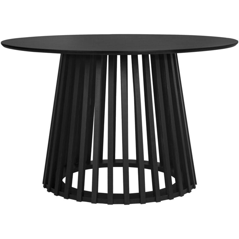 Table à manger effet bois noir. pieds bois de sapin 4 places Ø120cm