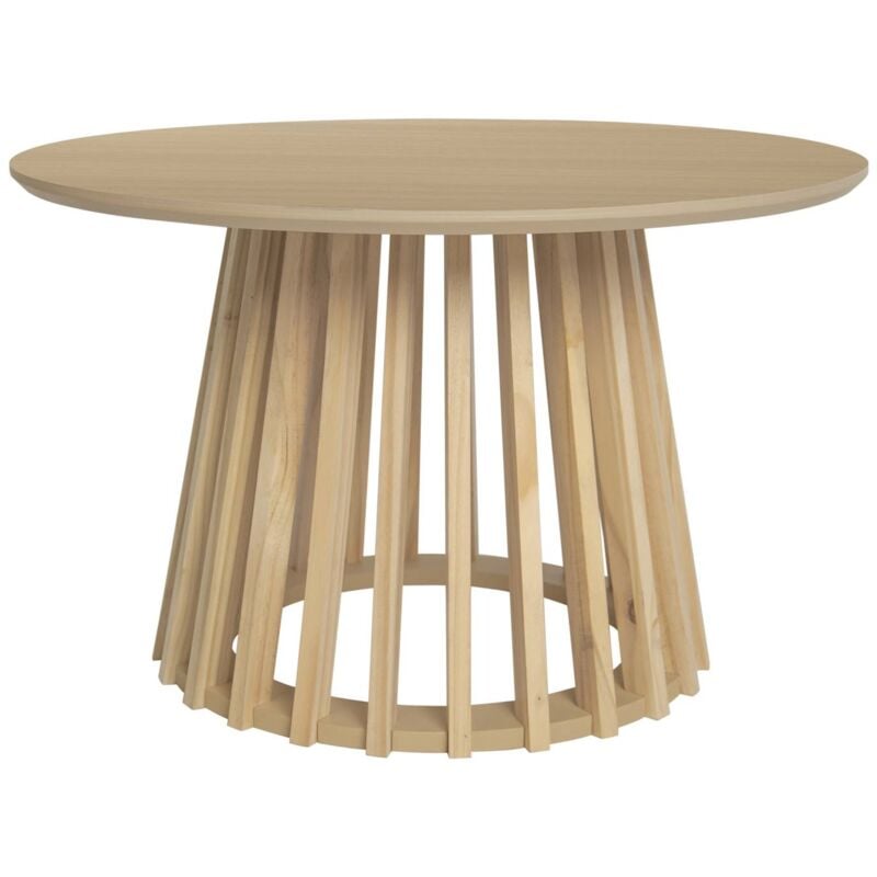 Sweeek - Table à manger effet bois chêne pieds bois de sapin 4 places Ø120cm