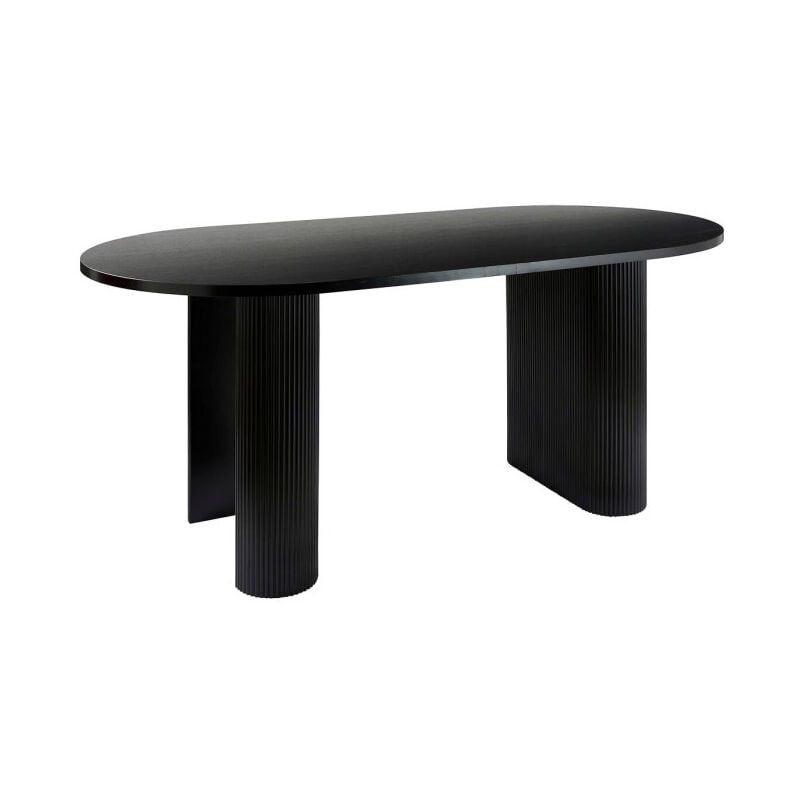 Table à Manger Effet Cannelé "Olova" 180cm Noir