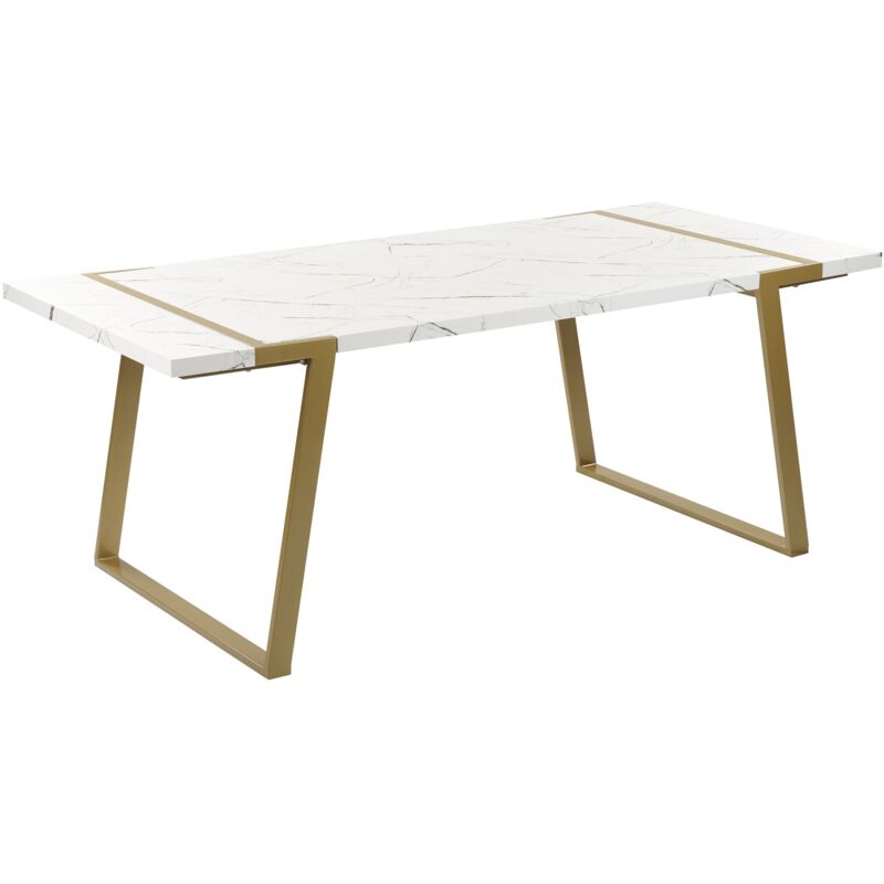 Beliani - Table à Manger Effet Marbre et Doré 90 x 200 cm en mdf Glamour Moderne Martynika