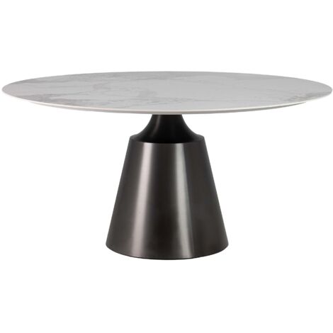 Table à manger en acier inoxydable et céramique. Corfu 150 x 150 x 76 cm