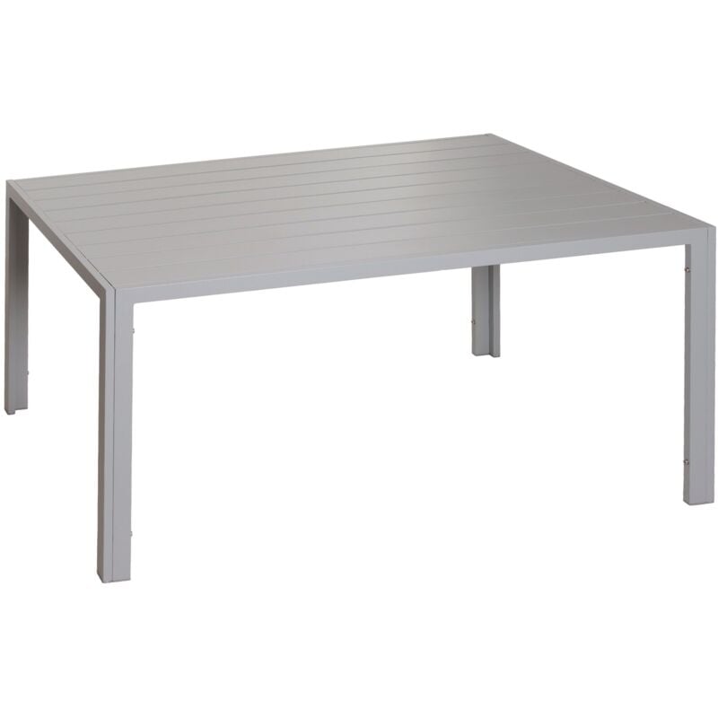 Table à manger en aluminium HHG 601, table de bistrot table de jardin table de balcon, résistant aux intempéries 140x80cm, gris clair