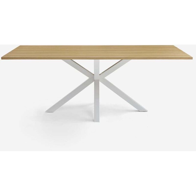 Table à manger en bois 200x100cm avec pieds croisés blanc Moyo Table à manger en bois 200x100cm avec pieds croisés blanc Moyo