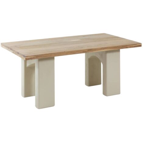 Table à manger en bois d'acacia et pieds en bois effet béton Dalva