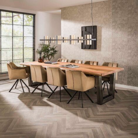 Table à manger en bois d'acacia massif 300 cm TRONCIA