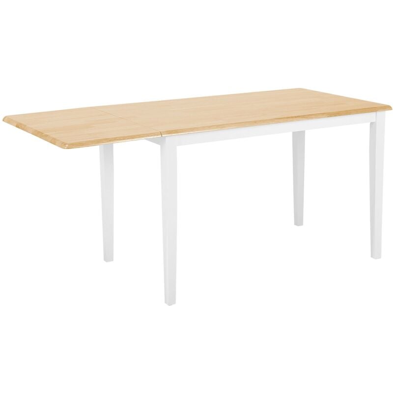 Table Extensible de Salle à Manger 120 / 160 x 75 cm en Bois Clair et Blanc de Style Traditionnel pour Intérieur Scandinave ou Moderne Beliani