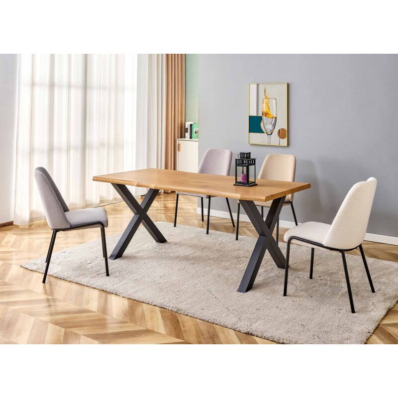 Deco In Paris - eliana - Table à manger rectangulaire en bois et métal noir eliana