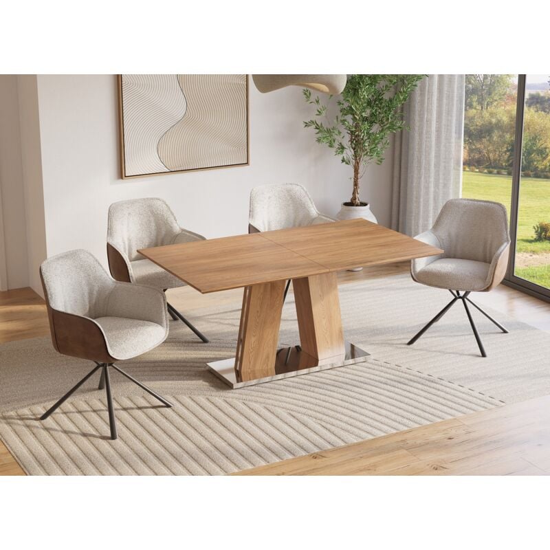 Deco In Paris - yanna - Table à manger rectangulaire en bois extensible 8 personnes yanna