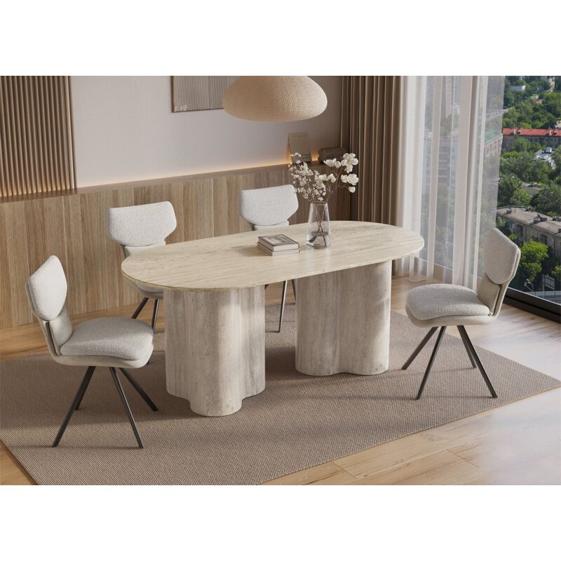 Deco In Paris - Table à manger en marbre composite beige pieds forme organique 6 Deco In Paris - Table à manger en marbre composite beige pieds forme organique 6