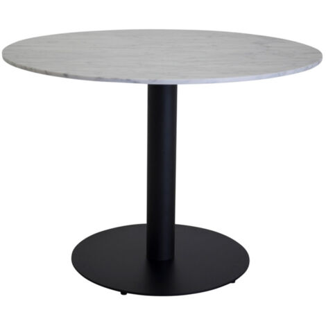 Table à Manger en Marbre "Estelle" 106cm Blanc & Noir