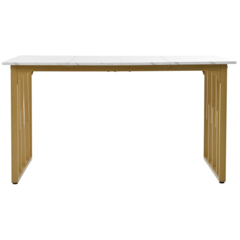 Arturesthome - Table à manger en marbre moderne et unique - Cadre en métal, blanc doré pour les salles à manger et les salons