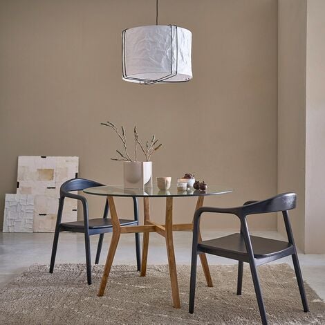 Table de salle à manger ronde Humppila Verre Trempé Acier [en.casa]