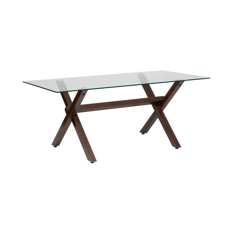 Atmosphera - Table à Manger en Verre 'Jorel' 180cm Transparent & Marron
