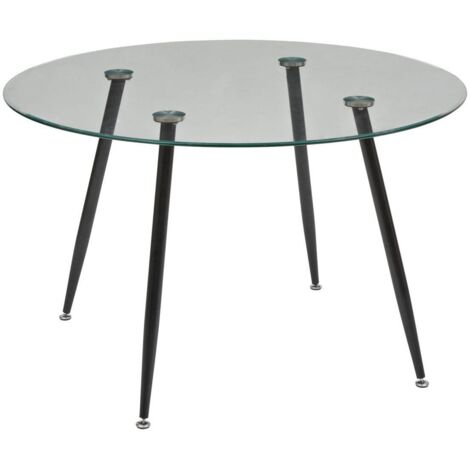 Table à manger en verre trempé 4 places Ostras D120cm - Atmosphera créateur d'intérieur