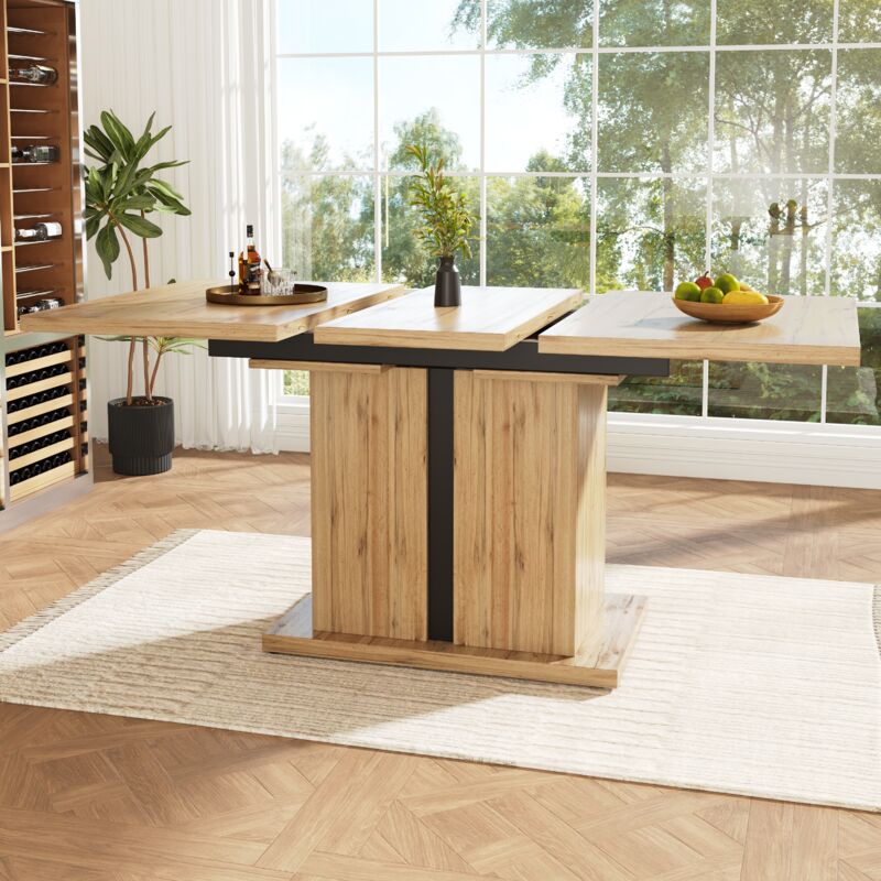 Table à manger extensible (119-158,5 x 80 cm), table à manger extensible, table de cuisine peu encombrante, extensible à 119-158,5 cm à l'aide de