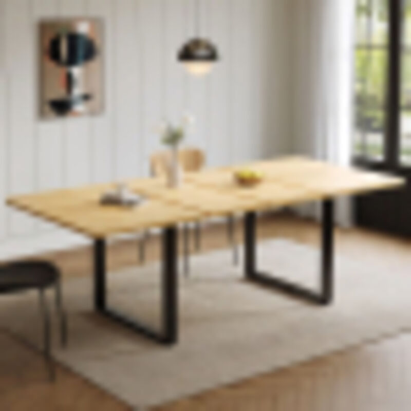Table à manger extensible (140-180-220x80 cm) pour 6-10 personnes style moderne robuste MDF chêne