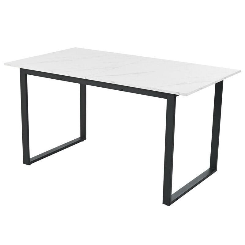 Fortuna Lai - Table à manger extensible, 140-180x80x75cm, pieds en métal de fer, plateau de table moderne en mdf, blanc