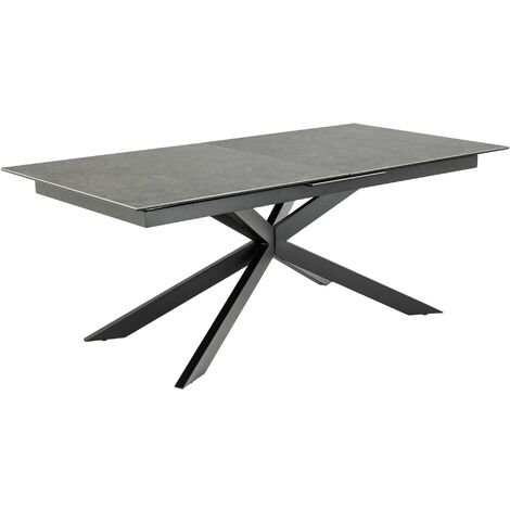 Table à manger extensible 200/240x100x76 cm plateau en céramique noire