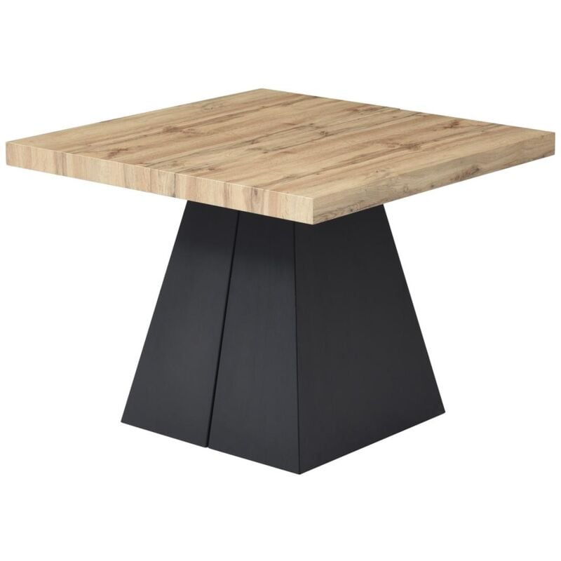 Vente-unique - Table à manger extensible 4 à 10 personnes en mdf et métal - Naturel et noir - emelia