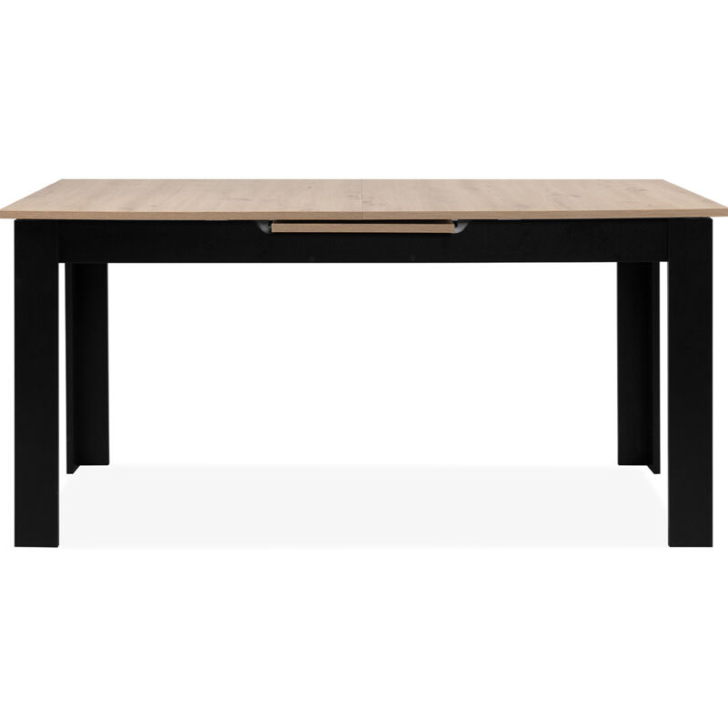 Homifab - Table à manger extensible 6/8 personnes effet chêne et noire 160/200 cm - Lars