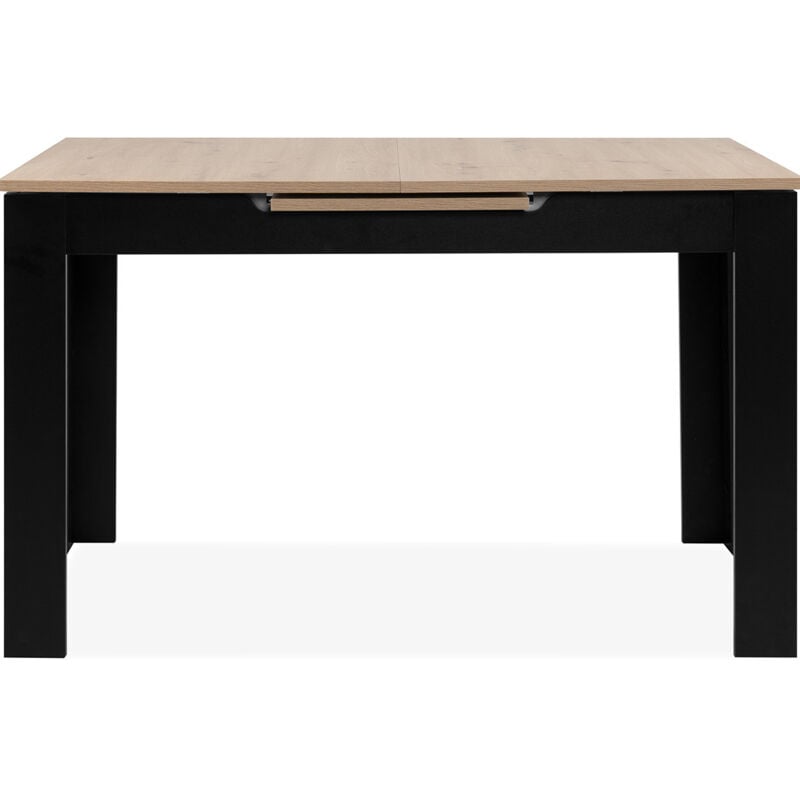 Homifab - Table à manger extensible 4/6 personnes effet chêne et noire 125/165 cm - Lars