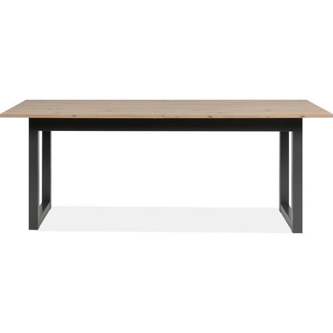 Table à manger extensible 8 à 10 personnes effet chêne et anthracite 200/240 cm - Nora
