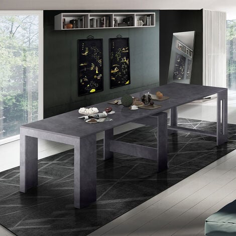 Table à manger Extensible 90x51-300cm Design Moderne noir Pratika