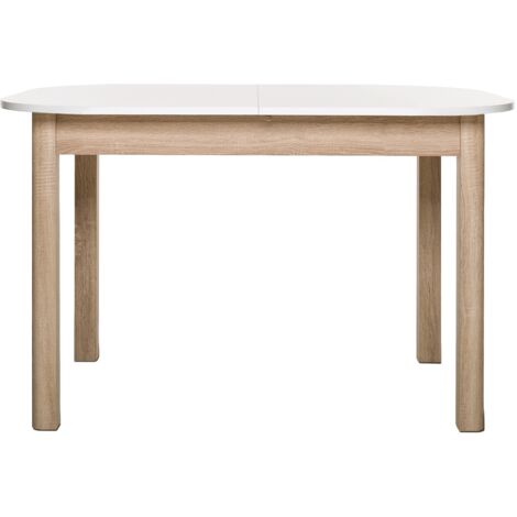 Table à manger extensible blanc/effet chêne 4/6 personnes 120/160 cm - Tori