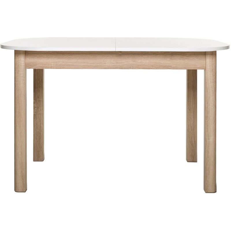 Homifab - Table à manger extensible blanc/effet chêne 4/6 personnes 120/160 cm - Tori