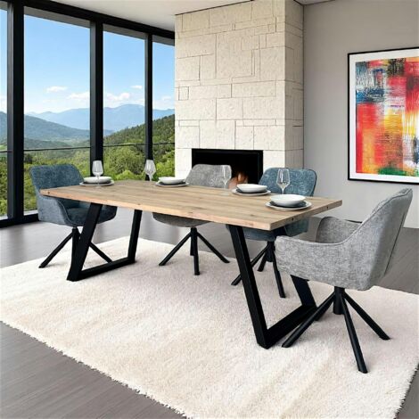 Table à manger extensible bois blanchi 200 cm COSTENTA
