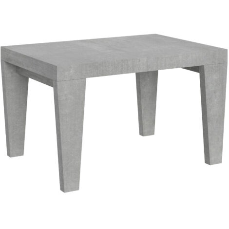 Table à manger extensible bois pieds en V Kristo 130 à 234 cm 2 rallonges fines Sur roulettes-Gris ciment-Sur roulettes-2 rallonges fines-130 à 234 cm