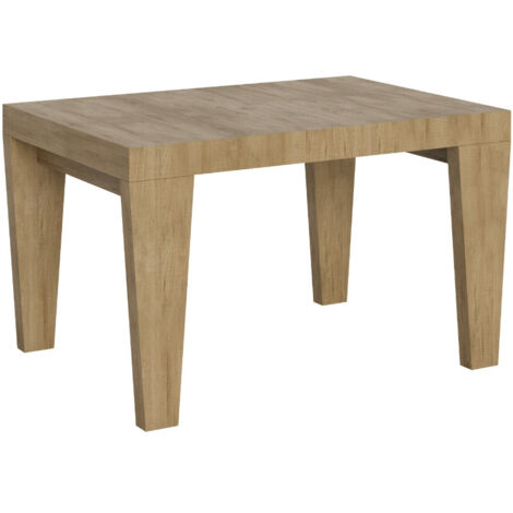 Table à manger extensible bois pieds en V Kristo Sur roulettes 130 à 234 cm 2 rallonges fines-Naturel-Sur roulettes-2 rallonges fines-130 à 234 cm