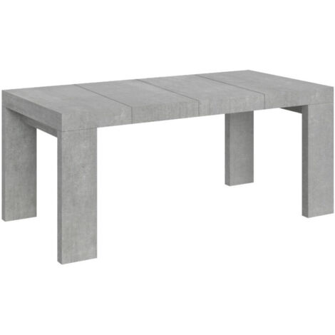 Table à manger extensible bois Ribo 4 pieds 130 à 234 cm 2 rallonges épaisses-Gris ciment-4 pieds-2 rallonges épaisses-130 à 234 cm