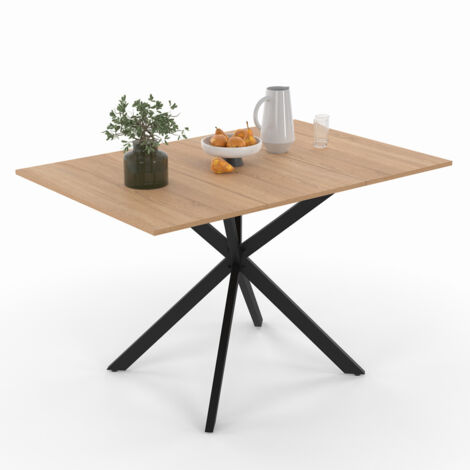 Table à manger rectangle MADELEINE 6 personnes bois et métal 160 cm