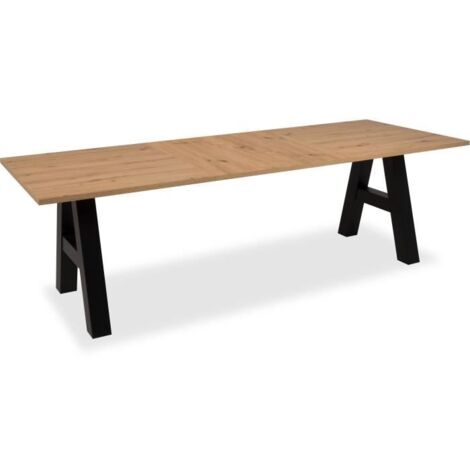 Table à manger extensible chêne noir 157-234 cm – 10-12 personnes – Pieds en MDF – Épaisseur plateau 36 mm - L157-234
